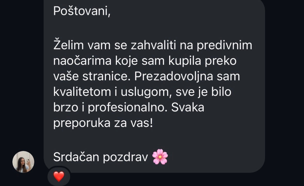 Kupac zahvaljuje na naočarima, kvalitetu i brzoj usluzi.