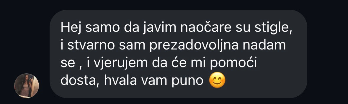 Kupac javlja zadovoljstvo pristiglim naočarima.